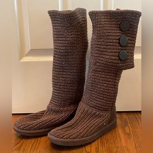 UGG Candy sweater boots brown bronze size 7 with buttons